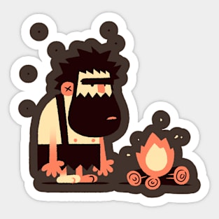 Caveman Fire Sticker